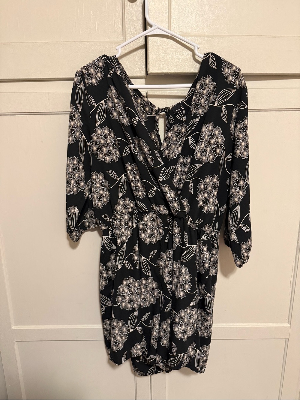 Torrid Black Floral romper with White Dandelion Print size 0